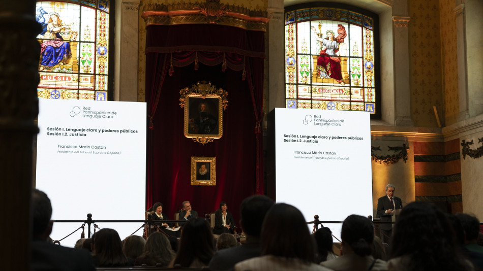 Francisco Marín Castán, presidente del Tribunal Supremo, interviene en la mesa sobre Justicia. 